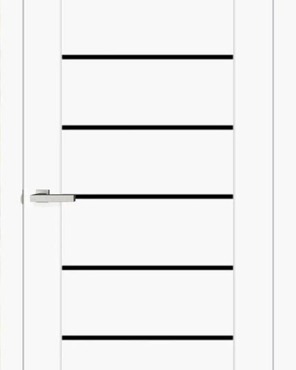 Ușă Deco 10 White Silk Mat cu sticlă neagră-cu toc reglabil