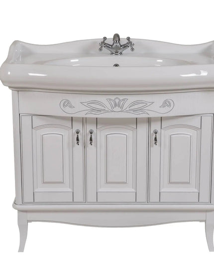 Mobilier de baie pe pardoseală Mikella, Alb+Crom