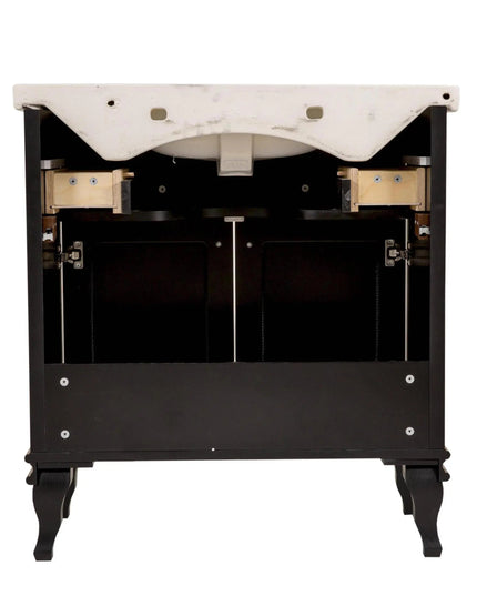 Mobilier de baie pe pardoseală Beatrice negru+auriu