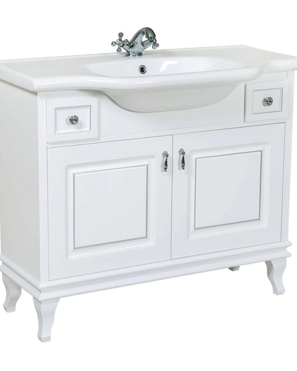 Mobilier de baie pe pardoseală Beatrice alb+crom