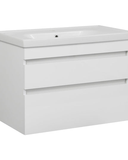 Mobilier de baie suspendat Vintage, Alb lucios