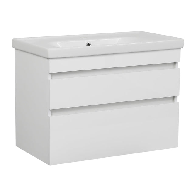 Mobilier de baie suspendat Vintage, Alb lucios
