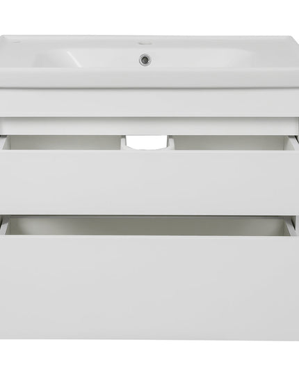 Mobilier de baie suspendat Vintage, Alb lucios
