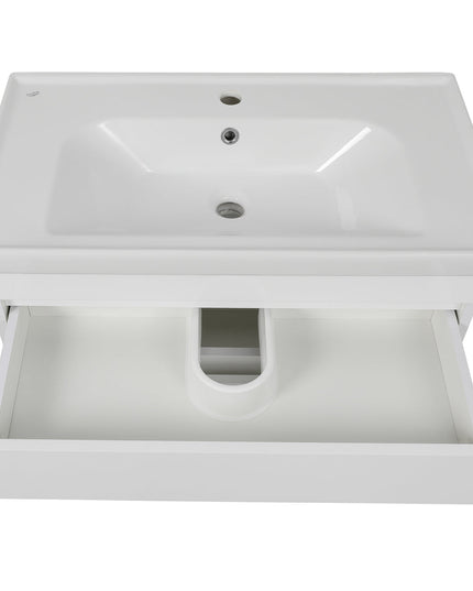 Mobilier de baie suspendat Vintage, Alb lucios