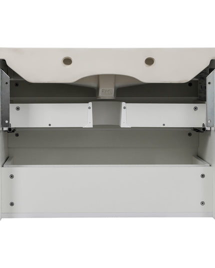 Mobilier de baie suspendat Vintage, Alb lucios