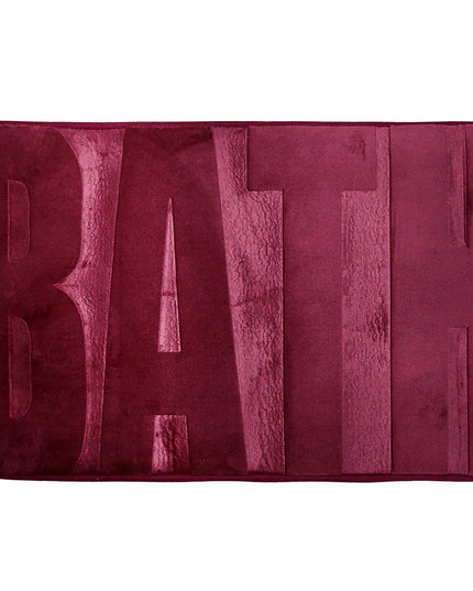Covoraș baie cu inscripție BATH, antiderapant TRP, 45×75 cm, Burgundy