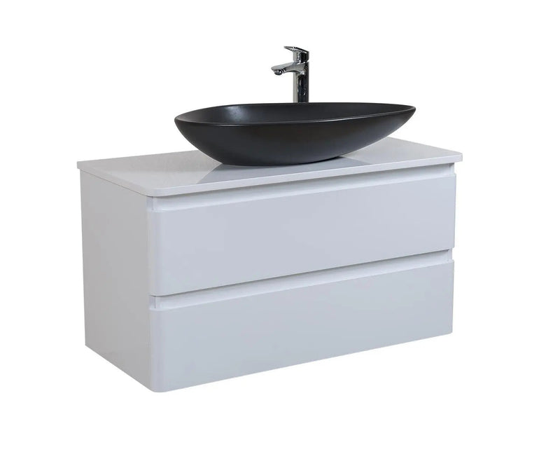 Mobilier de baie suspendat Accent alb, cu blat