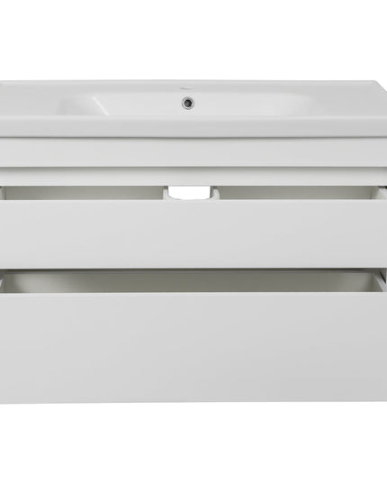 Mobilier de baie suspendat Vintage, Alb lucios