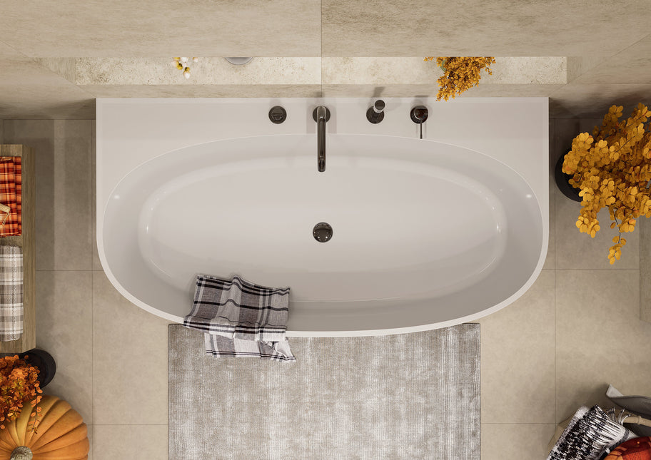 Cadă din compozit  albă lucioasă Anna