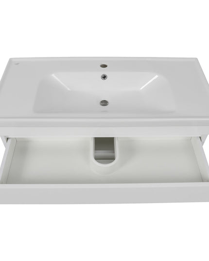 Mobilier de baie suspendat Vintage, Alb lucios