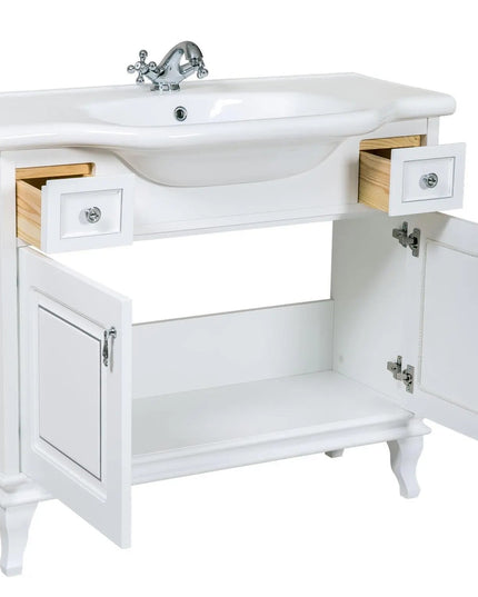 Mobilier de baie pe pardoseală Beatrice alb+crom