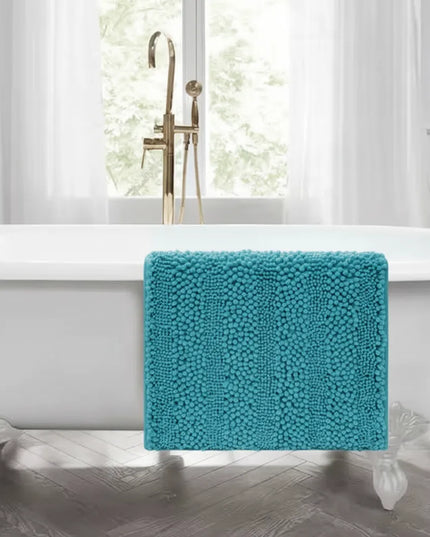 Covoraș baie din Chenille moale, strat antiderapant, 45×70 cm, Albastru