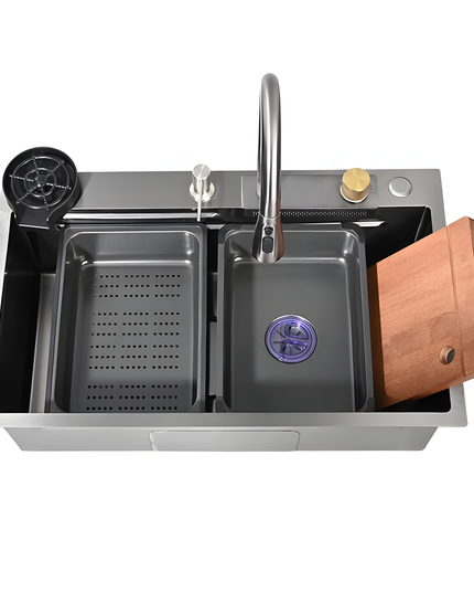 Chiuvetă multifuncțională cu accesorii 7546 HMF-B GRI ANTRACIT