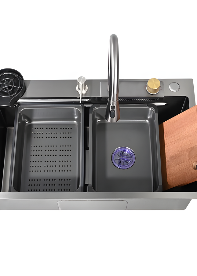 Chiuvetă multifuncțională cu accesorii 7546 HMF-B GRI ANTRACIT