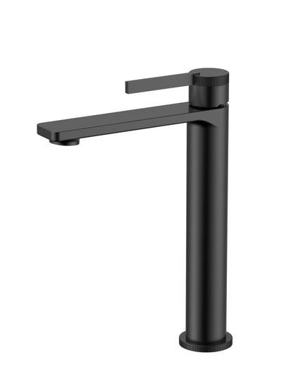 Baterie lavoar cu mâner rotund texturat vertical – finisaj negru mat