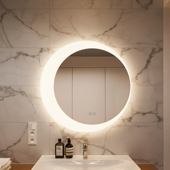 Oglindă rotundă LED H 2015 – 3 nuanțe de lumină, anti-aburire, touch control