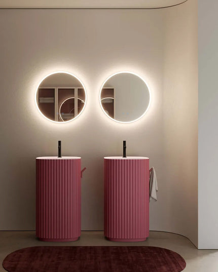 Oglindă rotundă LED H-2112 cu ramă acrilică, 3 nuanțe de lumină, anti-aburire și touch control