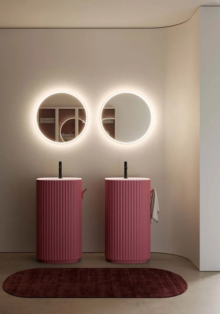 Oglindă rotundă LED H-2112 cu ramă acrilică, 3 nuanțe de lumină, anti-aburire și touch control