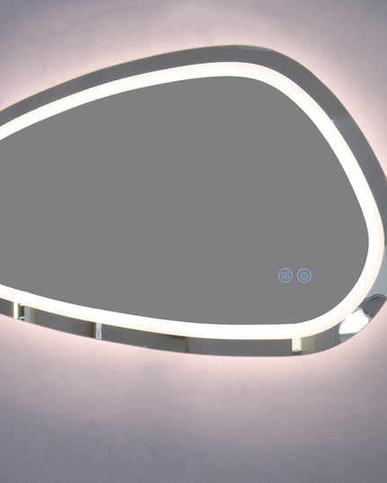 Oglindă baie LED 78.2x47.5 cm asimetrică, 3 nuanțe de lumină, dezaburire și touch control J-18