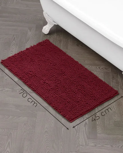 Covoraș baie din Chenille moale, strat antiderapant, 45×70 cm, Vișiniu