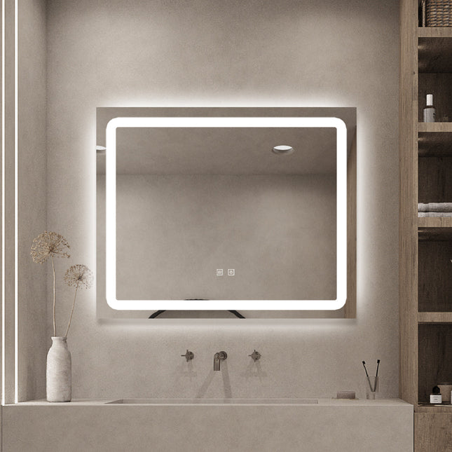 Oglindă baie LED H103 rectangulară cu 3 lumini, anti-aburire și touch control