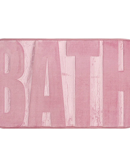 Covoraș baie cu inscripție BATH, antiderapant TRP, 45×75 cm, Roz
