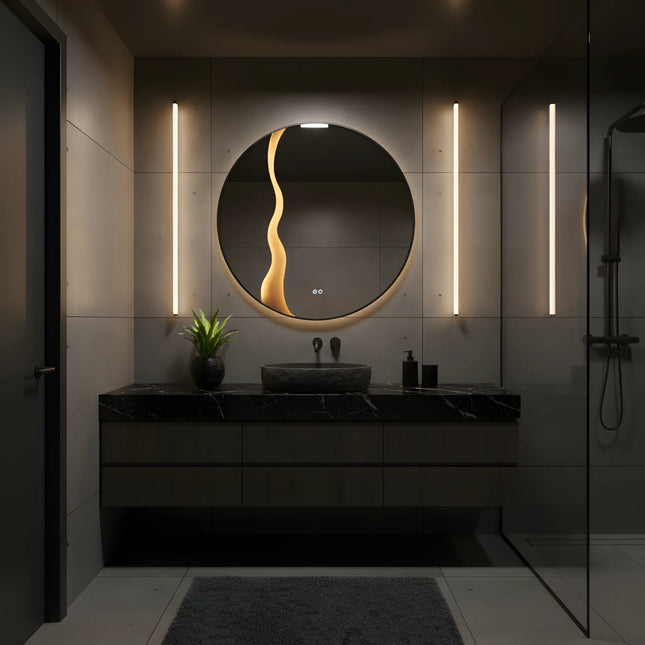 Oglindă LED Rotundă H-2080 cu 3 Nuante de Lumină și Funcție Anti-Aburire
