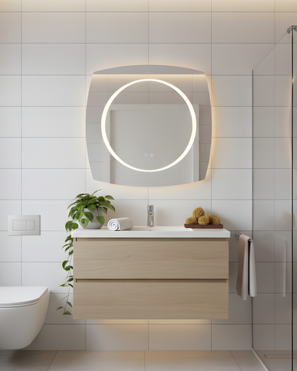 Oglindă Baie LED H-3075 cu 3 Nuante de Lumină, Dezaburire și Comutator Tactil – Design Modern
