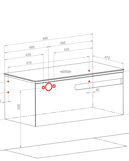 Mobilier de baie suspendat Ostin, Alb