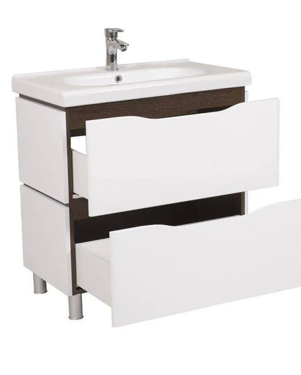 Mobilier de baie pe pardoseală Venice, Alb+Wenge (City)