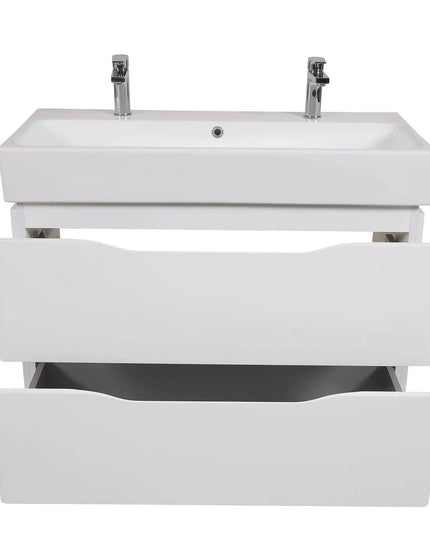 Mobilier de baie pe pardoseală Venice, Alb pentru 2 baterii