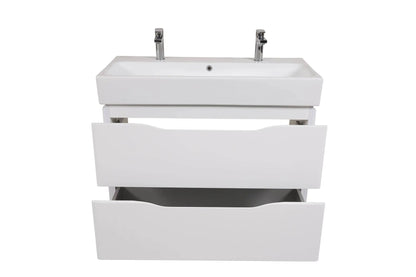 Mobilier de baie pe pardoseală Venice, Alb pentru 2 baterii