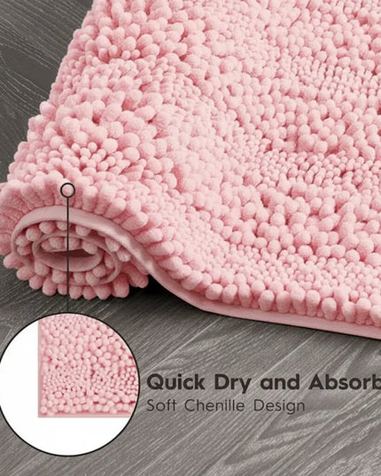 Covoraș baie din Chenille moale, strat antiderapant, 45×70 cm, Roz pudră