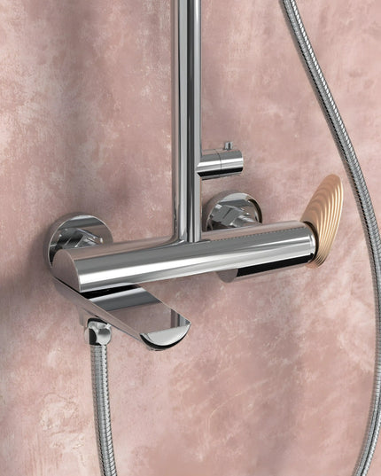 Set duș RoseGold Trio Exposed – 3 căi, montaj aparent