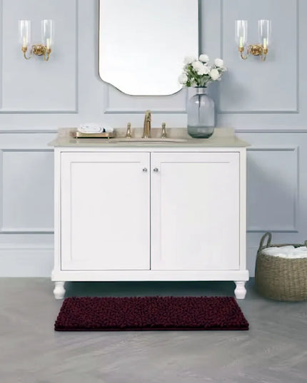 Covoraș baie din Chenille moale, strat antiderapant, 45×70 cm, Vișiniu