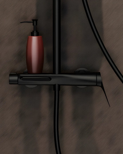 Set duș din alamă cu cioc de cadă integrat – Design premium negru mat