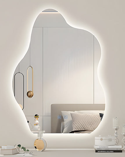 Oglindă baie LED H-3022 – formă neregulată, 3 lumini și anti-aburire