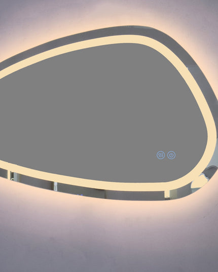 Oglindă baie LED 78.2x47.5 cm asimetrică, 3 nuanțe de lumină, dezaburire și touch control J-18