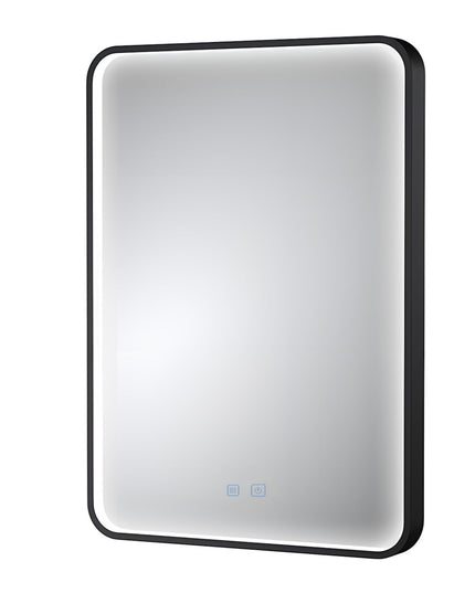 Oglindă LED H-1110 cu ramă aluminiu negru și funcție anti-aburire