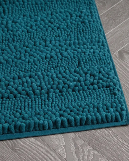 Covoraș baie din Chenille moale, strat antiderapant, 45×70 cm, Turcoaz intens