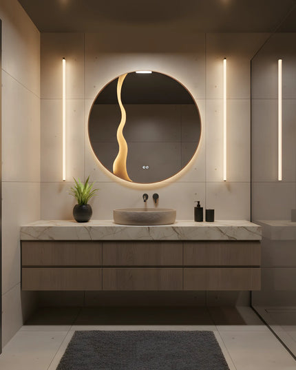 Oglindă LED Rotundă H-2080 cu 3 Nuante de Lumină și Funcție Anti-Aburire