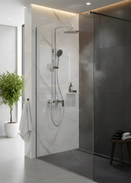 Set duș 2 funcții – finisaj crom lucios, design modern din alamă solidă