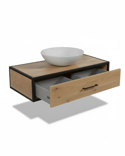 Mobilier de baie suspendat Loft Miami – Design Nordic cu cadru metalic