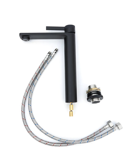 Baterie lavoar cu mâner rotund texturat vertical – finisaj negru mat