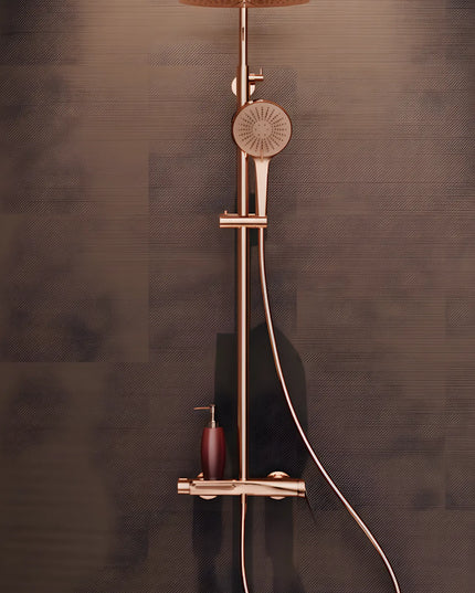 Set duș din alamă cu cioc de cadă integrat – Design premium rose gold