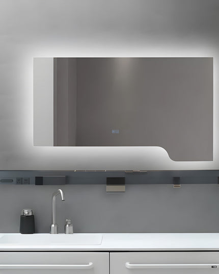 Oglindă baie LED H-3050 cu raft multifuncțional, 3 nuanțe de lumină, anti-aburire și comutator tactil