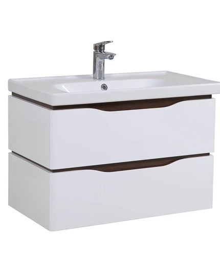 Mobilier de baie suspendat Venice, Alb+Wenge (City)