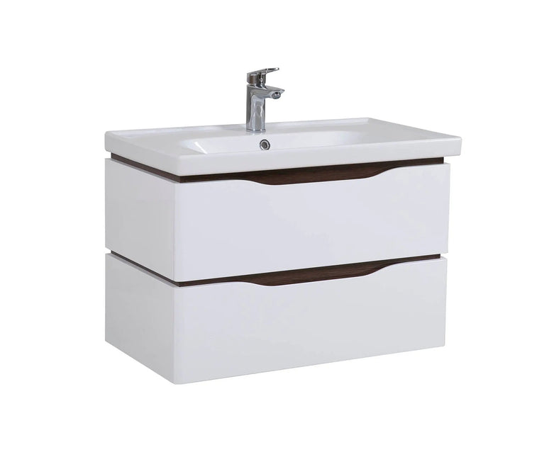 Mobilier de baie suspendat Venice, Alb+Wenge (City)