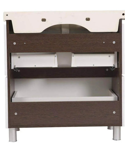 Mobilier de baie pe pardoseală Venice, Alb+Wenge (City)