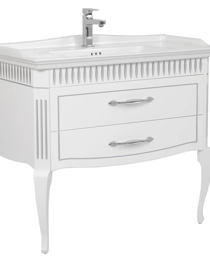 Mobilier de baie pe pardoseală Royal, Alb+argintiu